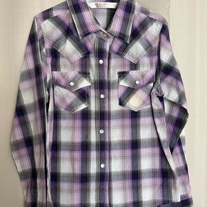Purple Plaid Button Down – Western Vibe with Snapped Collar